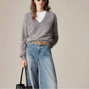 J. Crew brushed cashmere v neck sweater in Grey XS